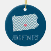 Pennsylvania State Map met aangepaste titel en aan Keramisch Ornament (Voorkant)