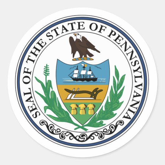 Pennsylvania State Seal Ronde Sticker (Voorkant)