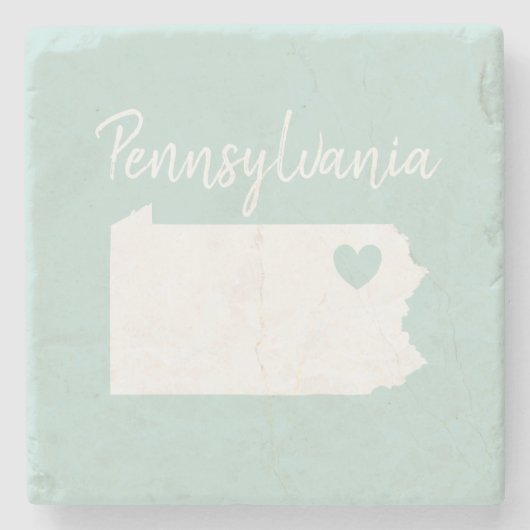 Pennsylvania thuislandkaart liefhart stenen onderzetter (Voorkant)