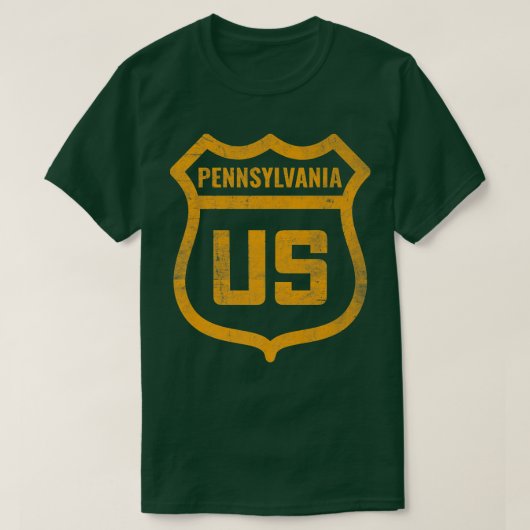 Pennsylvania - US highway distressed weathered loo T-shirt (Design voorkant)