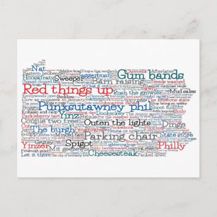 Pennsylvania USA Slang Word Art Map Briefkaart