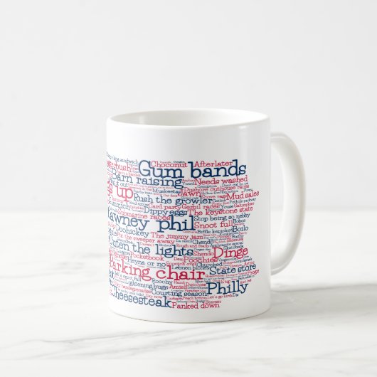 Pennsylvania USA Slang Word Art Map Coffee Mok (Voorkant rechts)