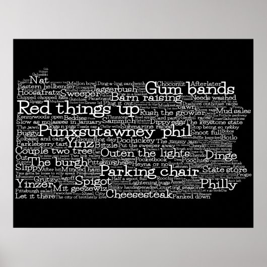 Pennsylvania USA Slang Word Art Map Poster (Voorkant)