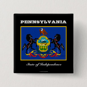 Pennsylvania vlag en slogan vierkante button 5,1 cm