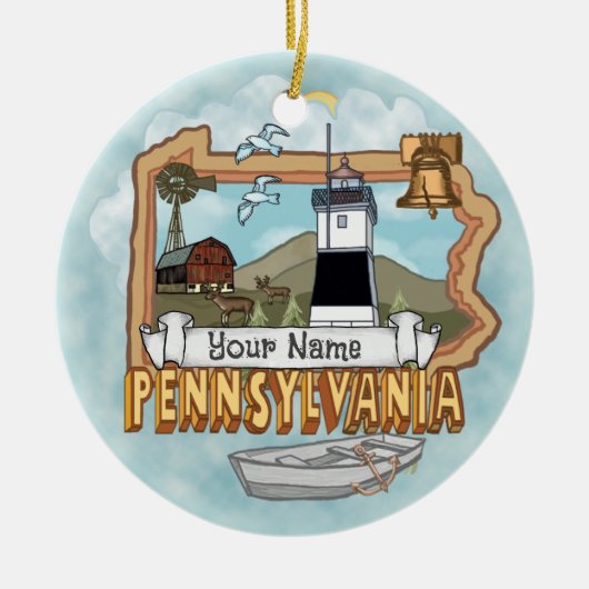 Pennsylvania Vuurtoren Sieraad Keramisch Ornament (Voorkant)