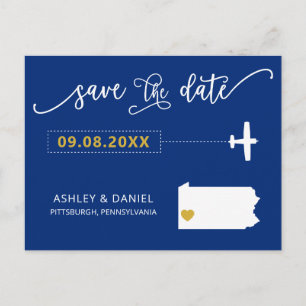 Pennsylvania Wedding Save the Date Map Briefkaart