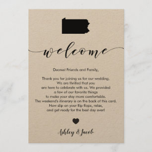 Pennsylvania Wedding Welcome Letter & Itinerary Programma