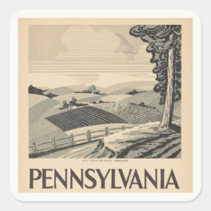 Pennsylvania -  WPA-Poster - Boerderij en veld Vierkante Sticker