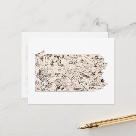 Pennsylvanie Carte d'image Vintage Antique (Devant/Arrière en situation)