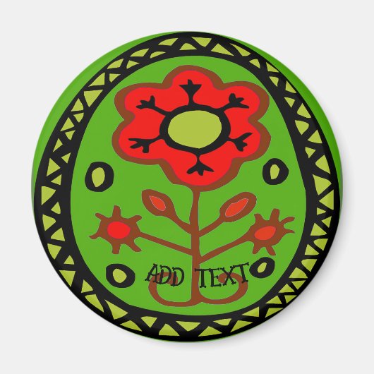 Pennsylvanie Dutch Hex Sign Red Flower Magnet (Devant)