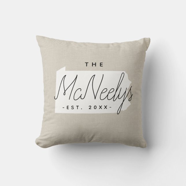 Pennsylvanie Famille Monogramme État Jeu Oreiller (Recto)