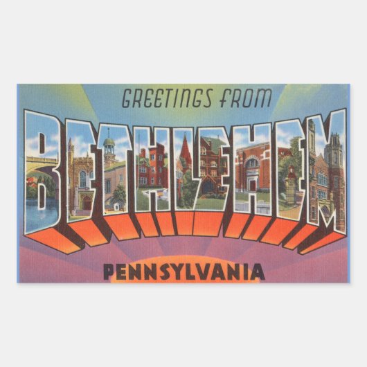 Pennsylvanie, feuille de 4 autocollants Bethléem (Devant)