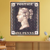 Penny Black Postage Stamp Canvas Afdruk (Insitu (Woonkamer))