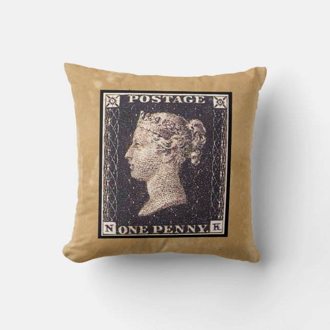 Penny Black Postage Stamp Kussen (Voorkant)