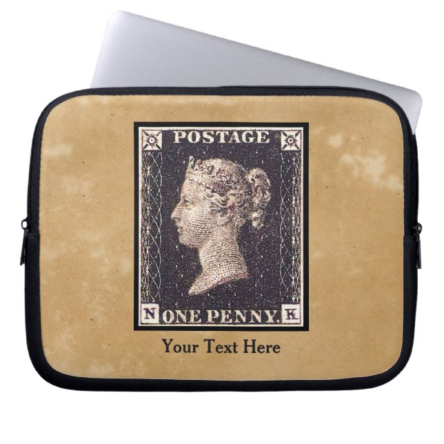 Penny Black Postage Stamp Laptop Sleeve (Voorkant)