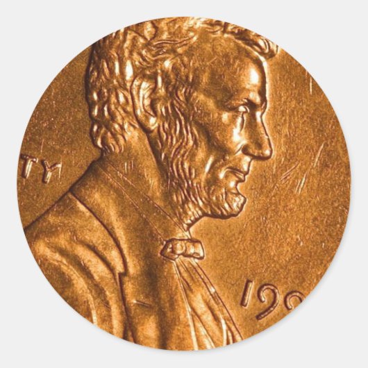 Penny Cents Copper Lincoln Ronde Sticker (Voorkant)