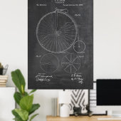 Penny Farthing Bicycle Blueprint Poster (Thuiskantoor)