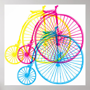 Penny Farthing CMYK Poster