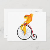 Penny Farthing Fish Briefkaart (Voorkant / Achterkant)