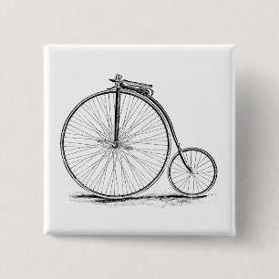 Penny Farthing  High-Wheel Bicycle Vierkante Button 5,1 Cm