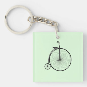 Penny-Farthing hoge wiel antieke fiets op mintgroe Sleutelhanger