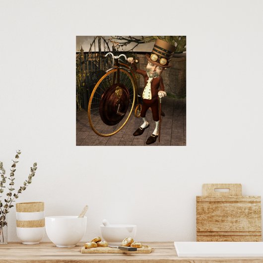 Penny Farthing Steampunk Print (Keuken)