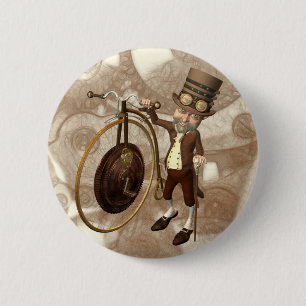 Penny Farthing Steampunk Ronde Button 5,7 Cm