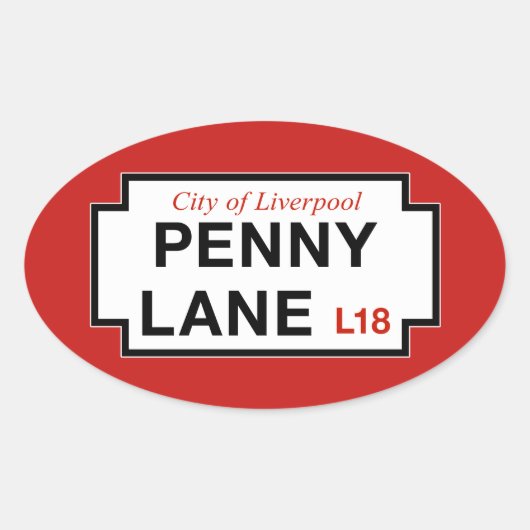 Penny Lane, Street Sign, Liverpool, Verenigd Konin Ovale Sticker (Voorkant)