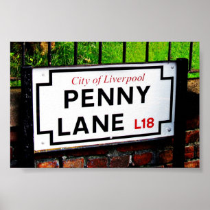 Penny Lane-teken, City of Liverpool, Engeland, Pos Poster