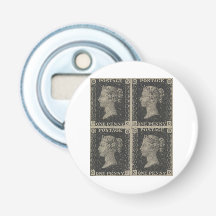  Penny zwart stempel badge flesopener