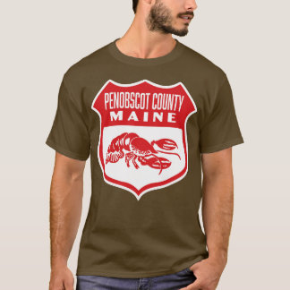 Penobscot County Maine Retro Shield Rood T-shirt