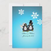 Penquin bruiloft repetitie diner kaart (Achterkant)