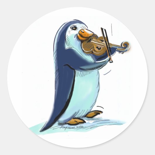 penquinespeler ronde sticker (Voorkant)