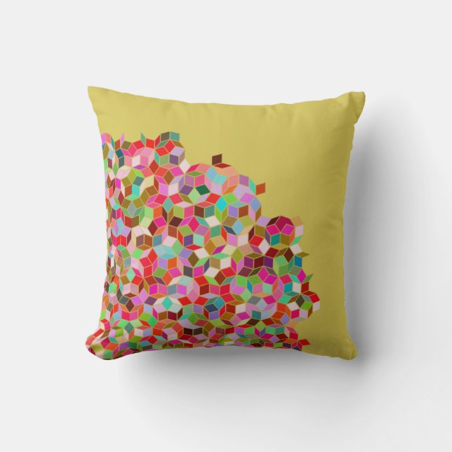 Penrose Tiling Pillow (roze en beige) Kussen (Voorkant)