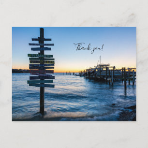 Pensacola Bay Onderteken Zonsondergang Bij Steiger Briefkaart
