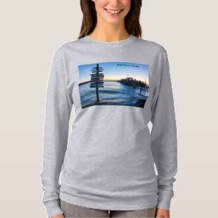 Pensacola Bay Sign Sunset Dock Tshirt met lange mo