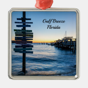 Pensacola Bay tekent zonsondergang bij Dock Premiu Metalen Ornament