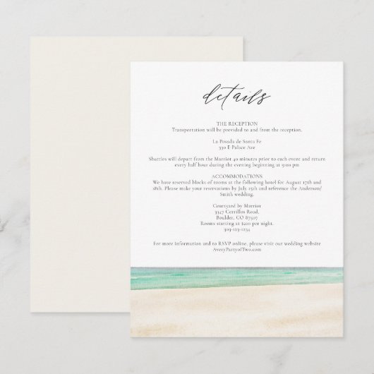 PENSACOLA BEACH Aquarelle Floride Détails Carte (Devant / Derrière)