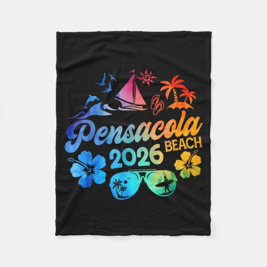Pensacola Beach Florida 2026 Vacation Tie Dye Summ Fleece Deken (Voorkant)
