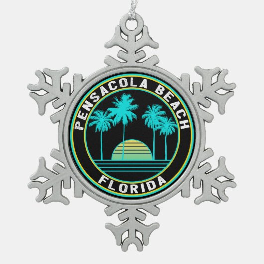 Pensacola Beach Florida Tin Sneeuwvlok Ornament (Voorkant)