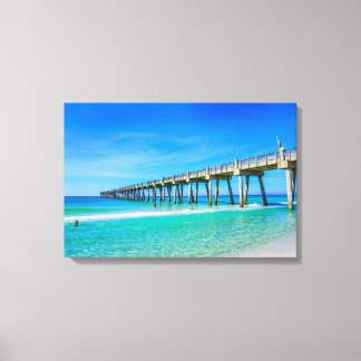 Pensacola Beach Pier-Kleurfotografie door Tony Canvas Afdruk