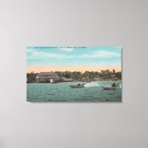Pensacola, FL - Bay Uitzicht Beach met snelheid Canvas Afdruk