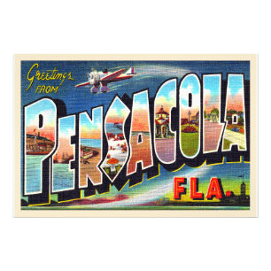 Pensacola Florida FL groot Briefkaart Foto Afdruk