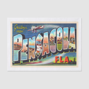 Pensacola Florida FL groot Briefkaart Tissuepapier