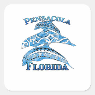 Pensacola Florida Vacation Tribal Dolphins Vierkante Sticker