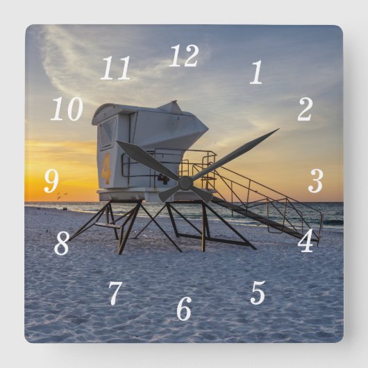 Pensacola Lifeguard Station Sunrise Wall Horloge (Recto)