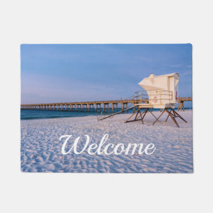 Pensacola Morning Lifeguard Stand en Pier Welkom Deurmat