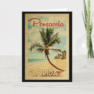 Pensacola Palm Tree Vintage Travel Kaart