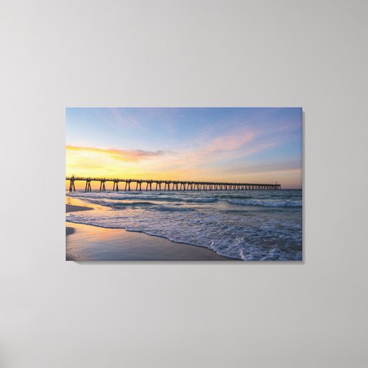 Pensacola Pier Shoreline Sunrise Canvas Afdruk (Voorkant)
