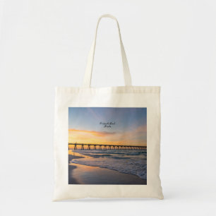 Pensacola Pier Shoreline Sunrise herbruikbare Canv Tote Bag